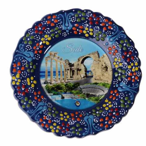Toptan Side Temalı Çini Myros Resim Tabak 18 cm - 12