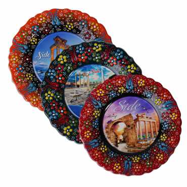 Toptan Side Temalı Çini Myros Resim Tabak 18 cm - 5
