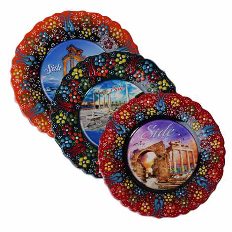 Toptan Side Temalı Çini Myros Resim Tabak 18 cm - 5
