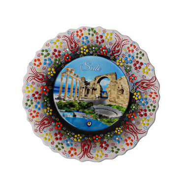 Side Themed Turkish Ceramic Plate With Epoxy 25 Cm - 6
