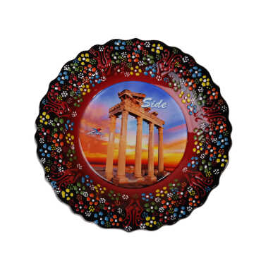 Side Themed Turkish Ceramic Plate With Epoxy 25 Cm - 8