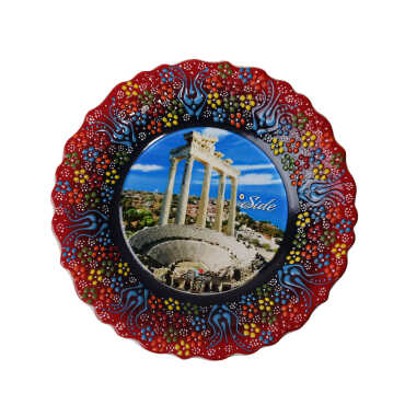 Side Themed Turkish Ceramic Plate With Epoxy 25 Cm - 9
