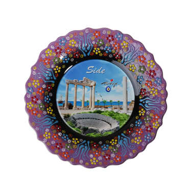 Side Themed Turkish Ceramic Plate With Epoxy 25 Cm - 10