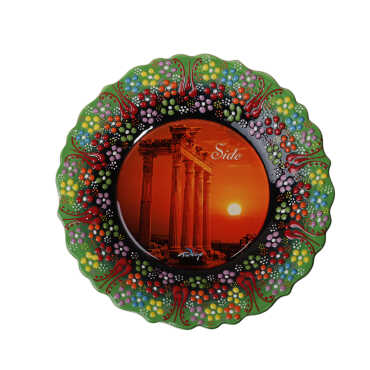 Side Themed Turkish Ceramic Plate With Epoxy 25 Cm - 11