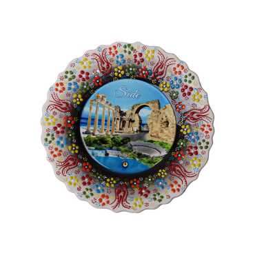 Toptan Side Temalı Çini Myros Resim Tabak 25 cm - Myros