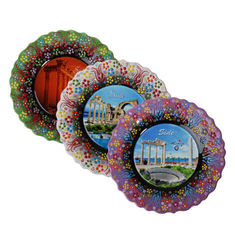 Toptan Side Temalı Çini Myros Resim Tabak 25 cm - 5