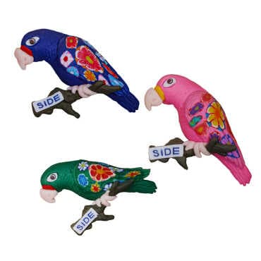 Side Themed Parrot on Branch Refrigerator Magnet - 2