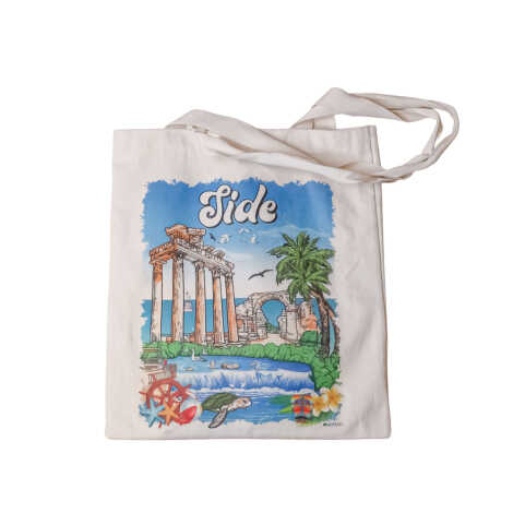 Toptan Side Temalı Dijital Baskılı Ham Bez Çanta 35x40 cm - 4