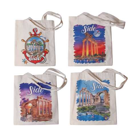 Toptan Side Temalı Dijital Baskılı Ham Bez Çanta 35x40 cm - 5