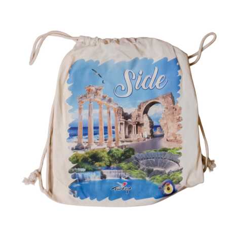 Side Temalı Dijital Baskılı Ham Bez Sırt Çantası 33x43 cm - 3
