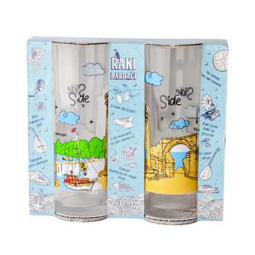 Side Temalı İkili Rakı Bardağı Seti - Myros