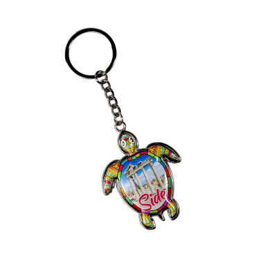 Side Themed Turtle Shaped Metal Keychain - 8