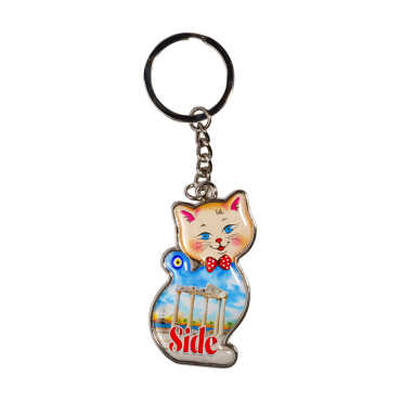 Side Temalı Kedi Şekilli Metal Anahtarlık - 6