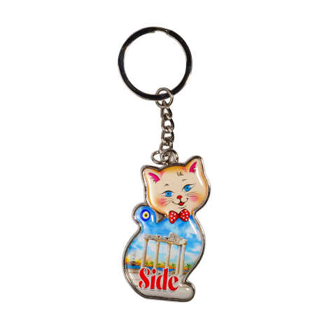 Side Temalı Kedi Şekilli Metal Anahtarlık - 6