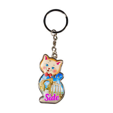 Side Temalı Kedi Şekilli Metal Anahtarlık - 7