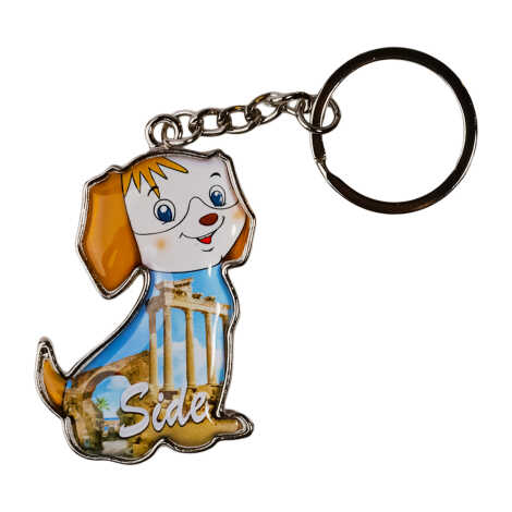 Side Temalı Köpek Şekilli Metal Anahtarlık - 1