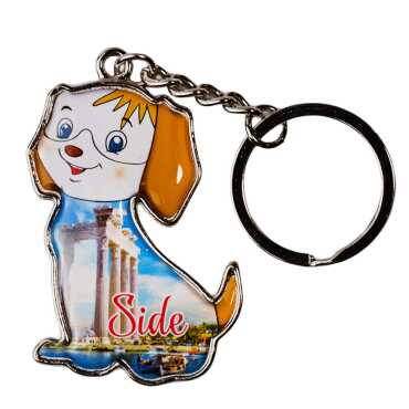 Side Temalı Köpek Şekilli Metal Anahtarlık - 4