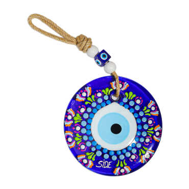 Side Themed Mandala Design Glass Evil Eye Wall Hanging 18 cm - 10