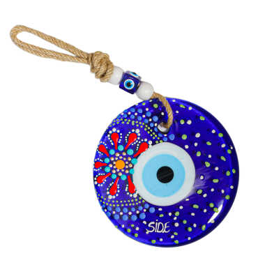 Side Themed Mandala Design Glass Evil Eye Wall Hanging 18 cm - 12