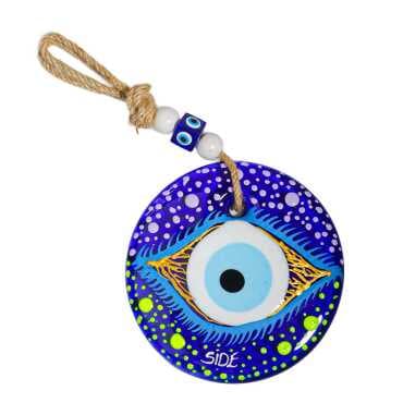 Side Themed Mandala Design Glass Evil Eye Wall Hanging 18 cm