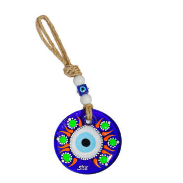 Side Themed Mandala Design Glass Evil Eye Wall Hanging 18 cm - 3