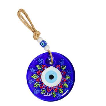 Side Temalı Mandala Desenli Cam Nazar Duvar Süsü 18 Cm - 13