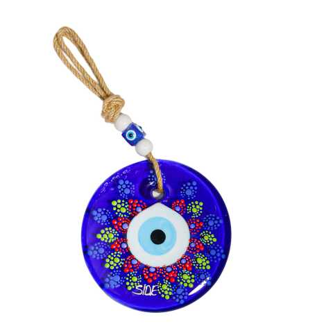 Side Temalı Mandala Desenli Cam Nazar Duvar Süsü 18 Cm - 13