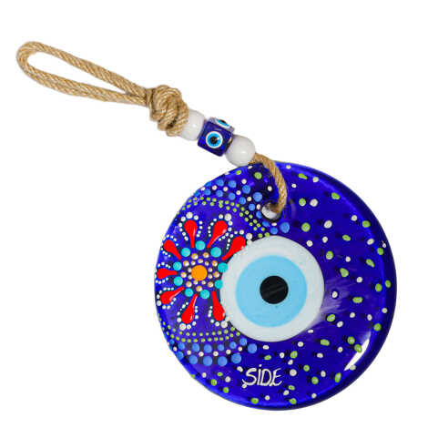Side Temalı Mandala Desenli Cam Nazar Duvar Süsü 18 Cm - 12