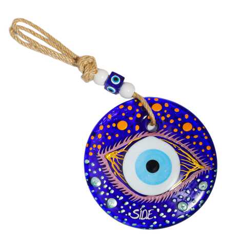 Side Temalı Mandala Desenli Cam Nazar Duvar Süsü 18 Cm - 11