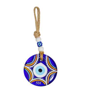 Side Temalı Mandala Desenli Cam Nazar Duvar Süsü 18 Cm - 9