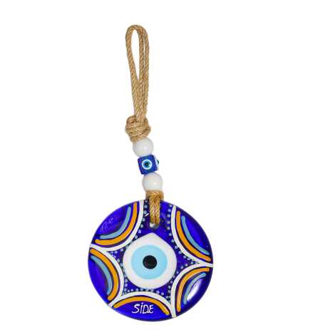 Side Temalı Mandala Desenli Cam Nazar Duvar Süsü 18 Cm - 9