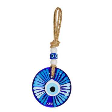 Side Temalı Mandala Desenli Cam Nazar Duvar Süsü 18 Cm - 8