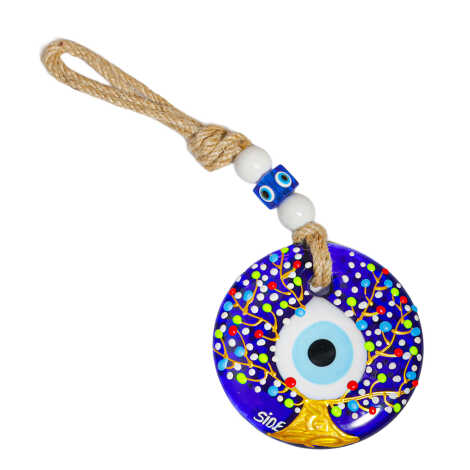 Side Temalı Mandala Desenli Cam Nazar Duvar Süsü 18 Cm - 7