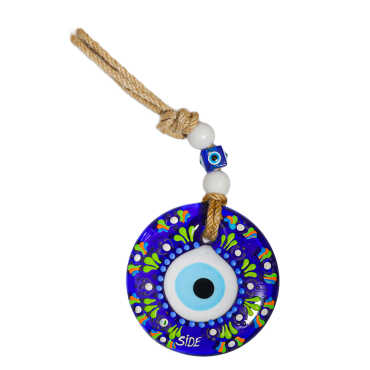 Side Temalı Mandala Desenli Cam Nazar Duvar Süsü 18 Cm - 4