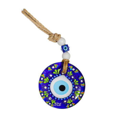Side Temalı Mandala Desenli Cam Nazar Duvar Süsü 18 Cm - 4