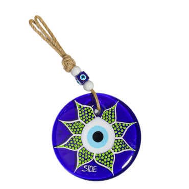Side Themed Mandala Design Glass Evil Eye Wall Hanging 22 cm