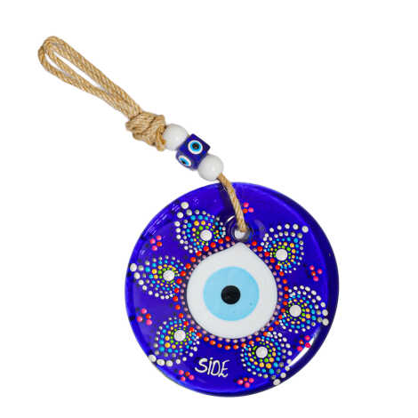 Side Temalı Mandala Desenli Cam Nazar Duvar Süsü 22 Cm - 15
