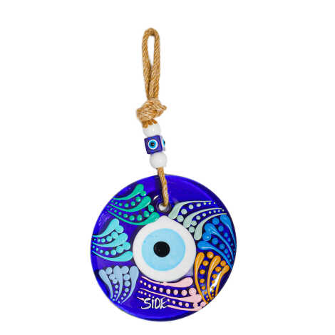 Side Temalı Mandala Desenli Cam Nazar Duvar Süsü 22 Cm - 14