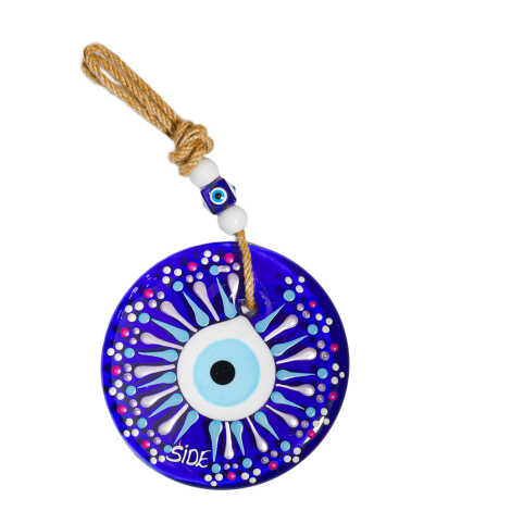 Side Temalı Mandala Desenli Cam Nazar Duvar Süsü 22 Cm - 13