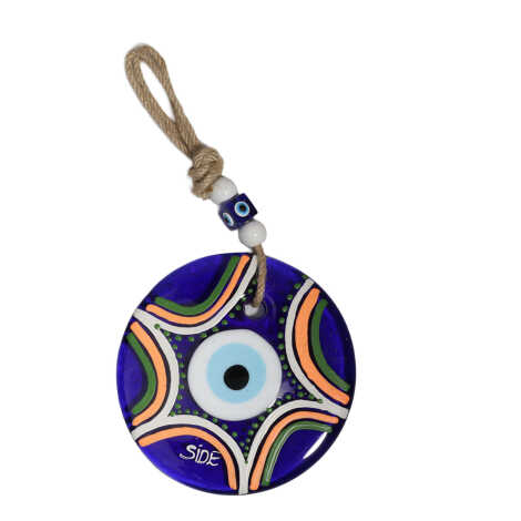 Side Temalı Mandala Desenli Cam Nazar Duvar Süsü 22 Cm - 11