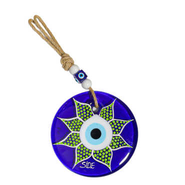 Side Temalı Mandala Desenli Cam Nazar Duvar Süsü 22 Cm - Myros