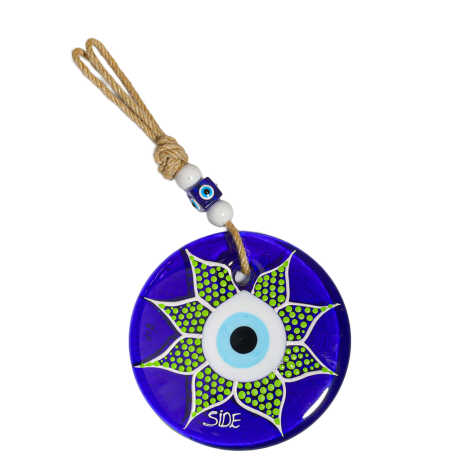 Side Temalı Mandala Desenli Cam Nazar Duvar Süsü 22 Cm - 1