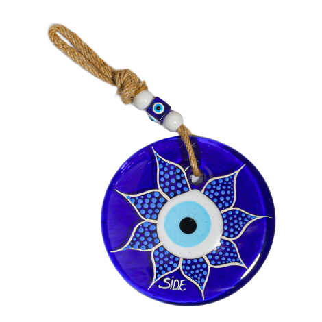 Side Temalı Mandala Desenli Cam Nazar Duvar Süsü 22 Cm - 9