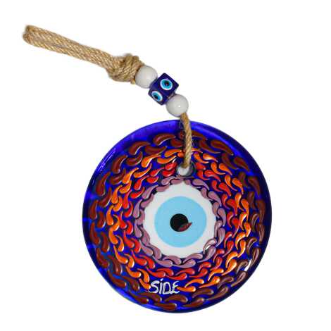 Side Temalı Mandala Desenli Cam Nazar Duvar Süsü 22 Cm - 8