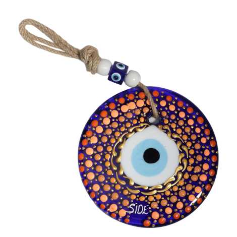 Side Temalı Mandala Desenli Cam Nazar Duvar Süsü 22 Cm - 7