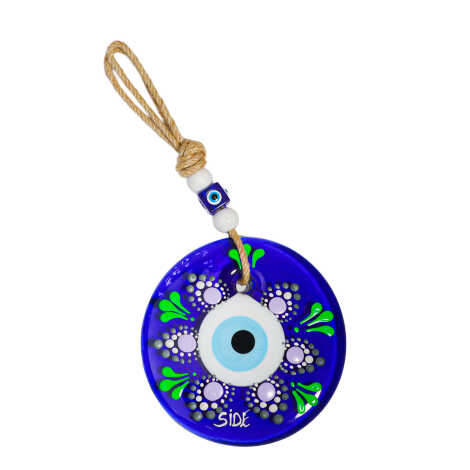 Side Temalı Mandala Desenli Cam Nazar Duvar Süsü 22 Cm - 6