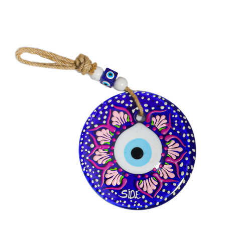 Side Temalı Mandala Desenli Cam Nazar Duvar Süsü 22 Cm - 5