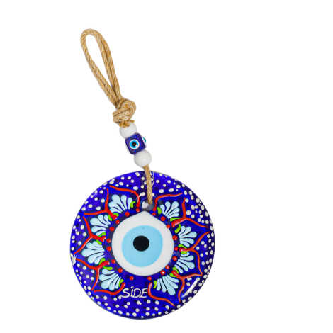 Side Temalı Mandala Desenli Cam Nazar Duvar Süsü 22 Cm - 4