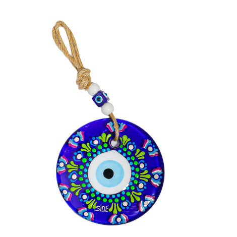 Side Temalı Mandala Desenli Cam Nazar Duvar Süsü 22 Cm - 3