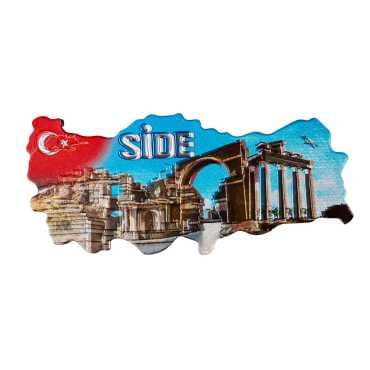 Side Themed Metallic Map Refrigerator Magnet